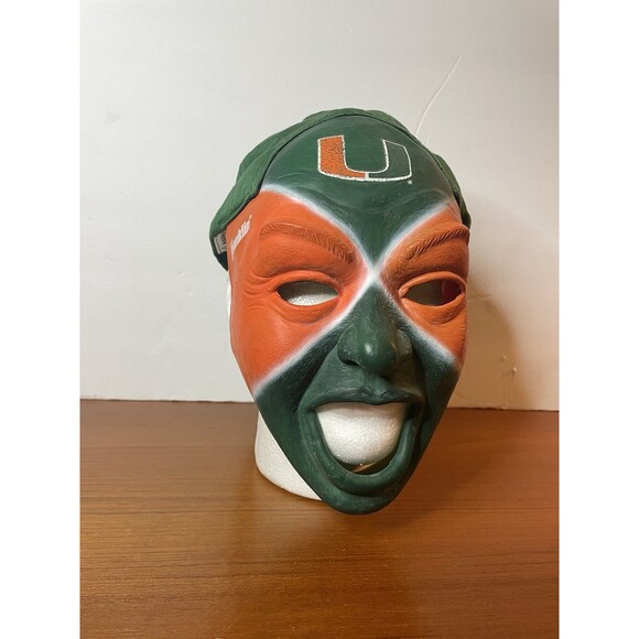Vintage University Of Miami Franklin Latex Mask & Hat 2 In 1 Combo, Hurricanes - Picture 2 of 8